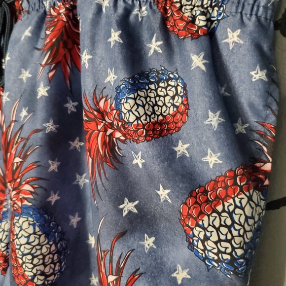 George Red White and Blue Pineapple Swim Trunks, 2XL - Picture 3 of 6